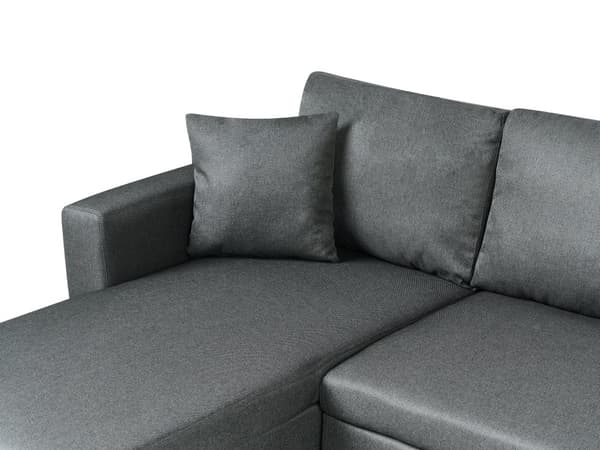 Hjørnesofa mørkegrå hesteskosofa med moderne hyndebeholder