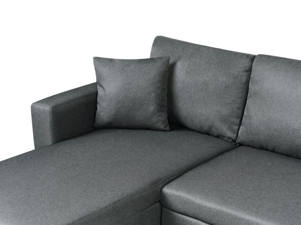 Hjørnesofa mørkegrå hesteskosofa med moderne hyndebeholder