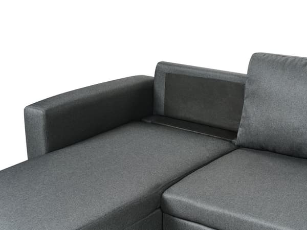 Hjørnesofa mørkegrå hesteskosofa med moderne hyndebeholder