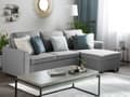 Miniatyrbillede 2 af 11: Lysegrå Polstret Hjørnesovesofa til Tre Personer Moderne Hjørnesofa til Stuen med Container Venstre Side