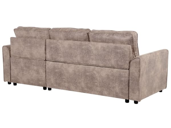 Brun Polstret Hjørnesovesofa Tre Personers Moderne Hjørnesofa til Stuen med Container Venstre Side