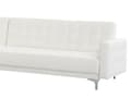 Miniatyrbillede 6 af 8: Hjørnesofa Chaiselong Hvid Kunstlæder med Skumfyld og Sølv Krom Metalben 4 personers L-formet Moderne Tuftet Klik Klak modul Sovefunktion