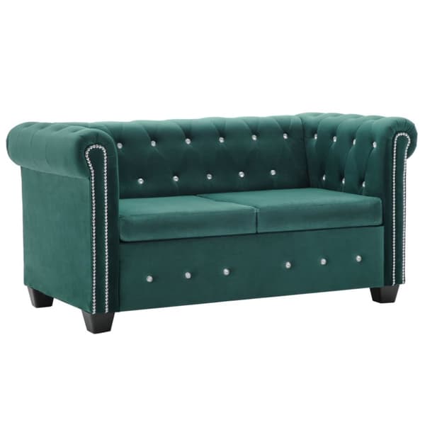 vidaXL 2-personers chesterfieldsofa fløjlsbeklædning 146 x 75 x 72 grøn