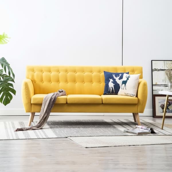 vidaXL 3-personers sofa stofbeklædning 172 x 70 x 82 cm gul