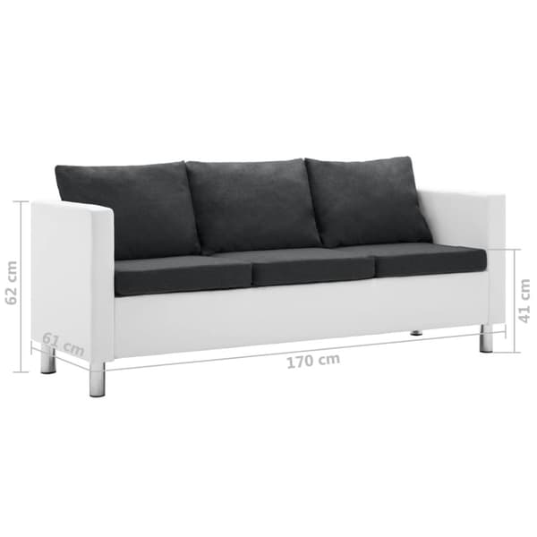 vidaXL 3-personers sofa kunstlæder hvid og mørkegrå