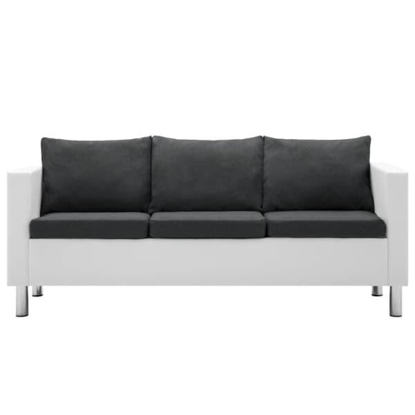vidaXL 3-personers sofa kunstlæder hvid og mørkegrå