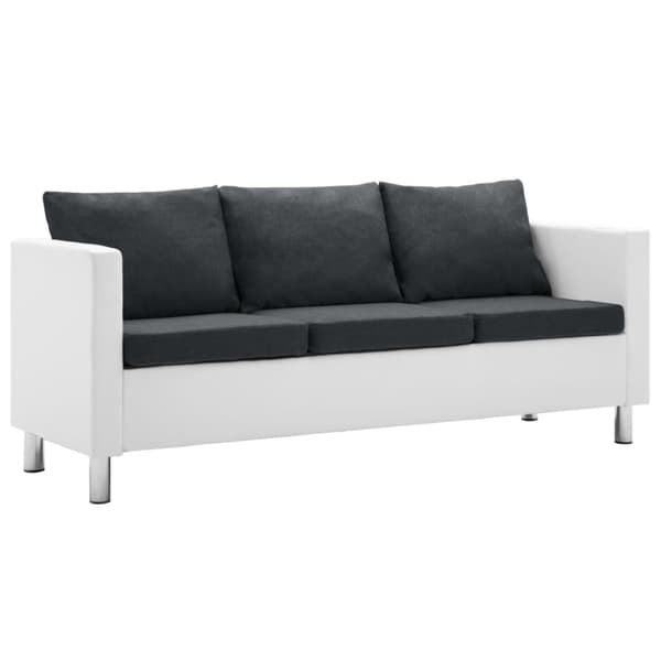 vidaXL 3-personers sofa kunstlæder hvid og mørkegrå