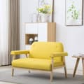 Miniatyrbillede 8 af 8: vidaXL topersoners sofa i stof gul