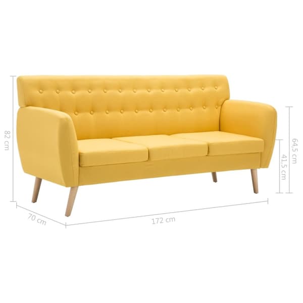 vidaXL 3-sitssoffa med tygklädsel 172x70x82 cm gul