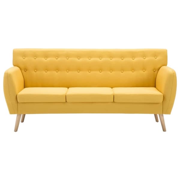 vidaXL 3-sitssoffa med tygklädsel 172x70x82 cm gul