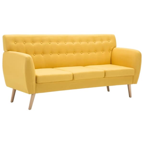 vidaXL 3-sitssoffa med tygklädsel 172x70x82 cm gul