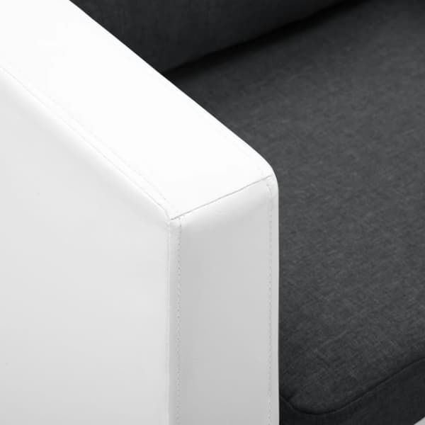vidaXL 3-sitssoffa i konstläder vit och mörkgrå