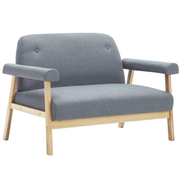 vidaXL Soffa 2-sits tyg ljusgrå