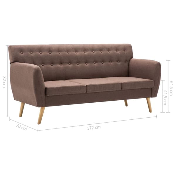 vidaXL 3-sitssoffa med tygklädsel 172x70x82 cm brun