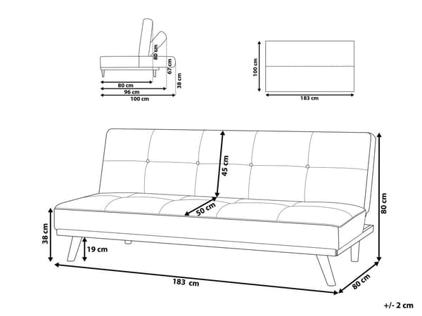 3-sits Klick Klack Bäddsoffa Ljusgrå Tuftad Modern Vardagsrum
