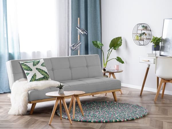3-sits Klick Klack Bäddsoffa Ljusgrå Tuftad Modern Vardagsrum