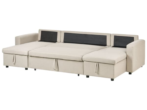 Hörnbäddsoffa Beige U-formad 5-sits med Förvaring
