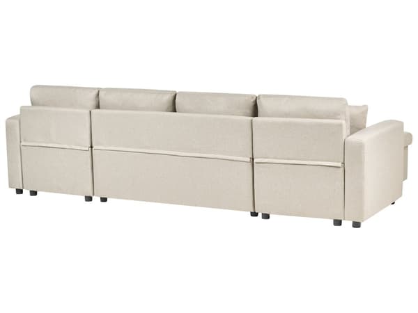 Hörnbäddsoffa Beige U-formad 5-sits med Förvaring
