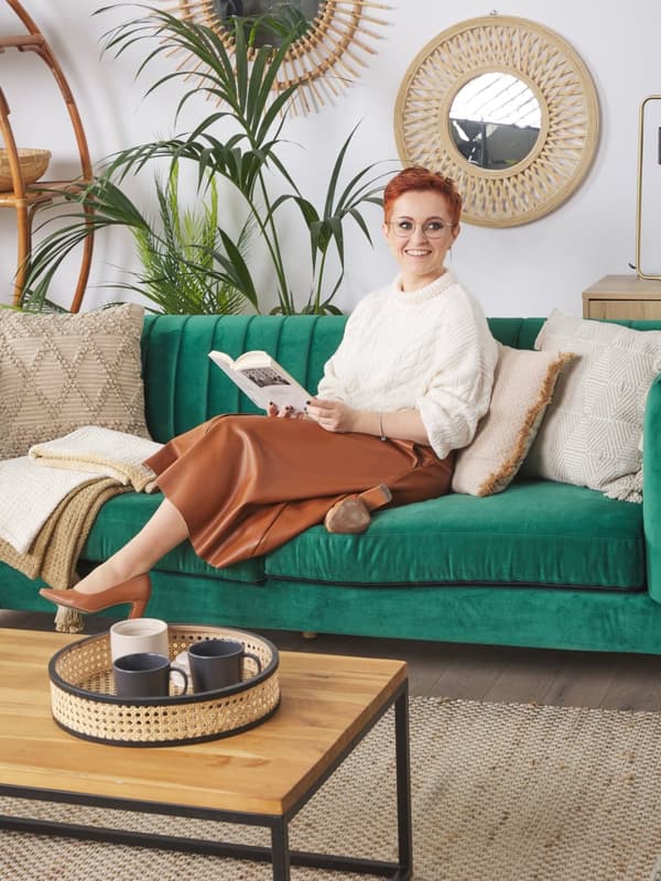 Soffa Grön 3-sits Sammet Kviltning