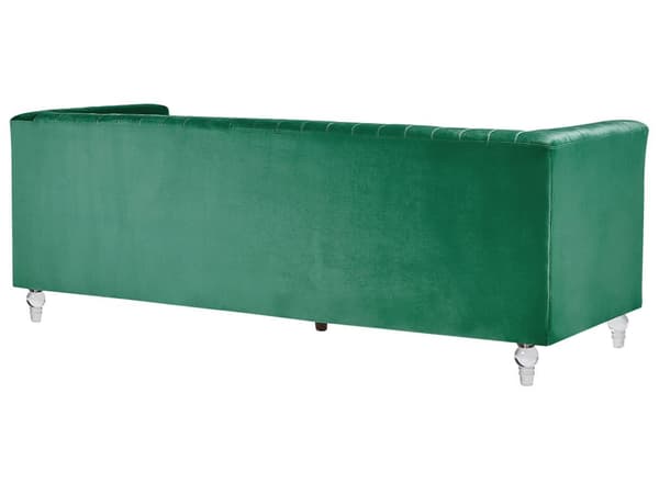 Soffa Grön 3-sits Sammet Kviltning