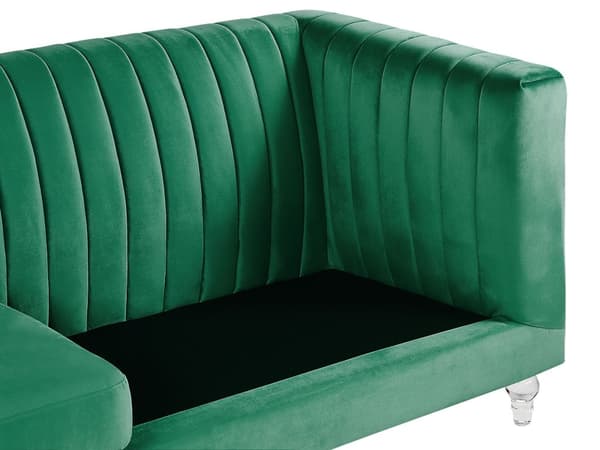 Soffa Grön 3-sits Sammet Kviltning