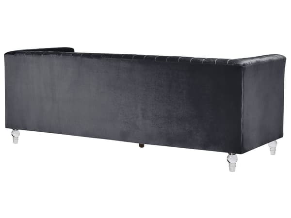 Soffa Svart 3-sits Sammet Kviltning