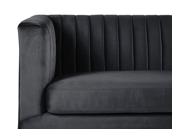Soffa Svart 3-sits Sammet Kviltning