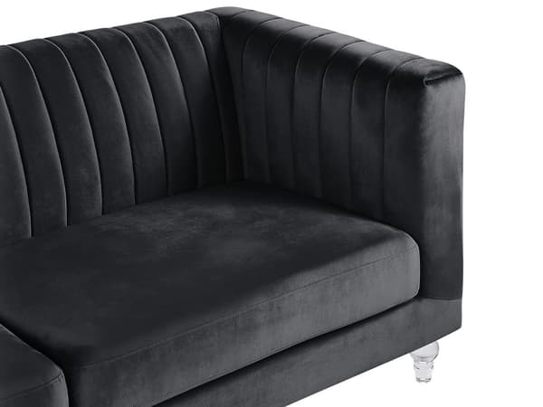 Soffa Svart 3-sits Sammet Kviltning
