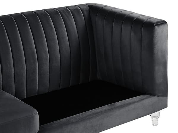 Soffa Svart 3-sits Sammet Kviltning