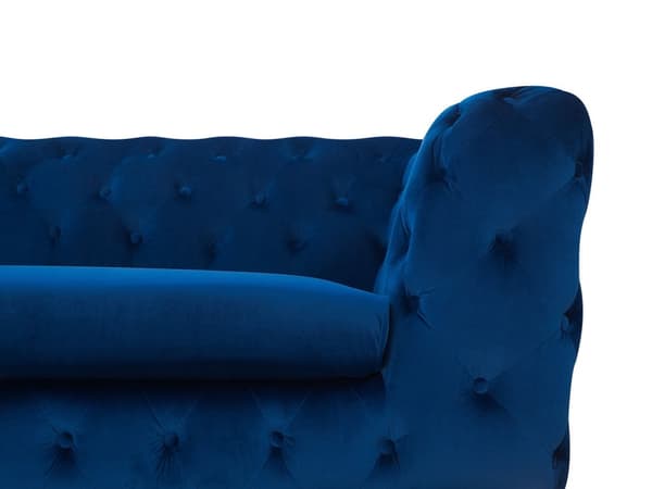 Marineblå quiltet Chesterfield sofa elegant fløjlssofa