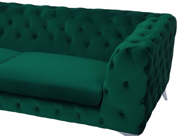 Chesterfield sovesofa smaragdgrøn quiltet elegant fløjl