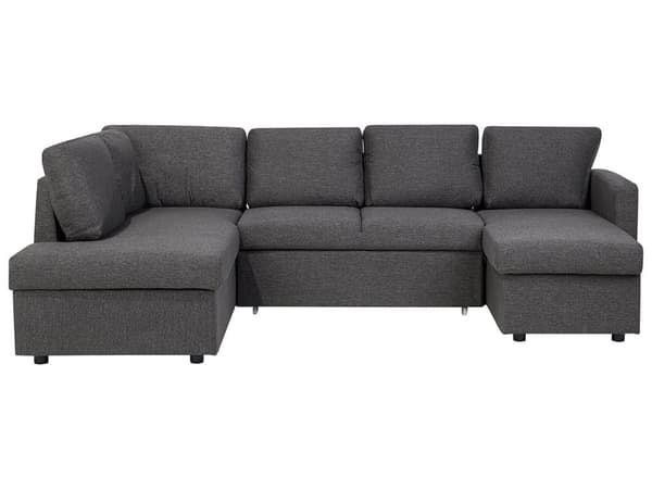 Bäddsoffa Mörkgrå Modern Vardagsrum U-formad 5-sits med Förvaring