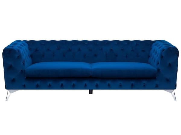 Sohva laivastonsininen 224 x 70 x 85 cm sametti metalli puu kolmelle nappikoristelu glamour