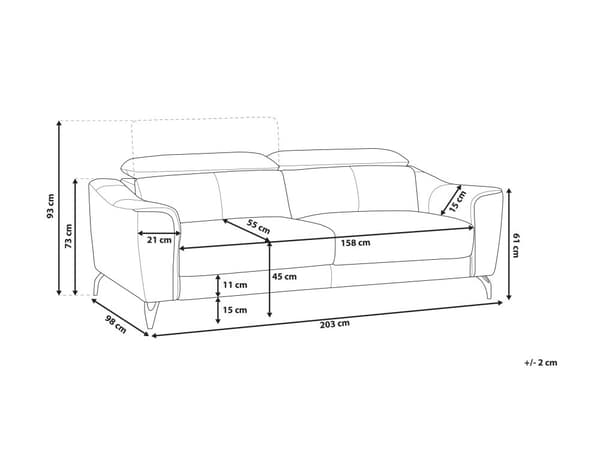 Soffa Guldbrun Läder 3-sits Justerbart Nackstöd Bred Retro