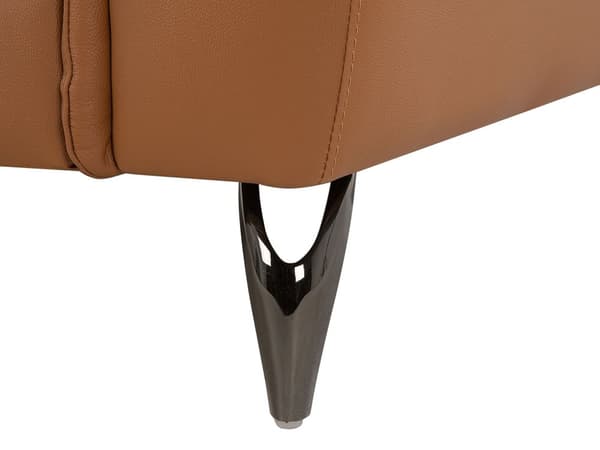 Soffa Guldbrun Läder 3-sits Justerbart Nackstöd Bred Retro