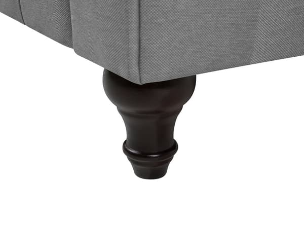 Chesterfield Soffa Ljusgrå Tyg Klädsel Mörkt Trä Ben 3-sits Modern