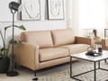 Miniatyrbild 2 av 11: Soffa Beige Läder 3-sits Metallben Klätt Ryggstöd Minimalistisk Modern