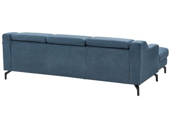 Vänstervänd Hörnsoffa med Schäslong Blå Klädsel Justerbara Nackstöd Modern Design