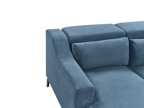 Vänstervänd Hörnsoffa med Schäslong Blå Klädsel Justerbara Nackstöd Modern Design
