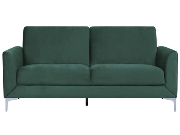Sohva tummanvihreä sametti verhoiltu hopeat metallijalat kolmelle moderni glamour tyyli