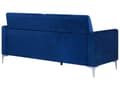 Miniatyrbillede 5 af 8: Sofa Blå Velour Stof og Sølv Krom Metalben 3 Personers Dekorativ Blød Polstret Dyb Siddemøbel Klassisk Retro Moderne Stil Stue Tilbehør