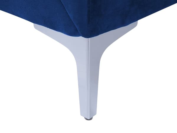 Sofa Blå Velour Stof og Sølv Krom Metalben 3 Personers Dekorativ Blød Polstret Dyb Siddemøbel Klassisk Retro Moderne Stil Stue Tilbehør