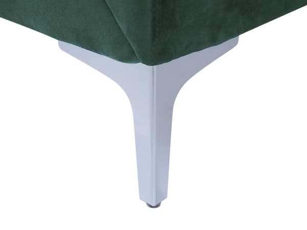 Sofa Grøn Velour Stof og Sølv Krom Metalben 3 Personers Dekorativ Blød Polstret Dyb Siddemøbel Klassisk Retro Moderne Stil Stue Tilbehør