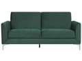 Miniatyrbillede 1 af 8: Sofa Grøn Velour Stof og Sølv Krom Metalben 3 Personers Dekorativ Blød Polstret Dyb Siddemøbel Klassisk Retro Moderne Stil Stue Tilbehør