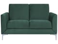Miniatyrbillede 1 af 8: Sofa Grøn Velour Stof og Sølv Krom Metalben 2 Personers Lille Dekorativ Blød Polstret Dyb Siddemøbel Klassisk Retro Moderne Stil Stue Tilbehør