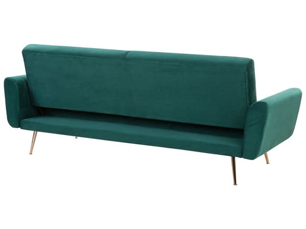 Bäddsoffa Grön Sammet 3-sits Metallben Extra Kuddar Retro