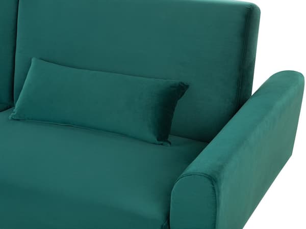 Bäddsoffa Grön Sammet 3-sits Metallben Extra Kuddar Retro