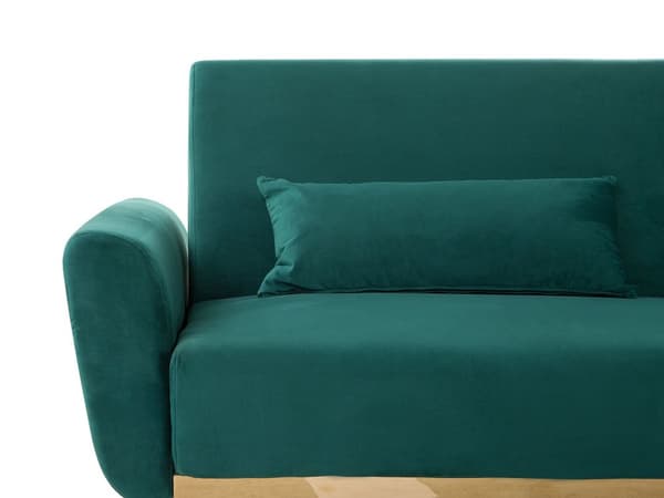 Bäddsoffa Grön Sammet 3-sits Metallben Extra Kuddar Retro