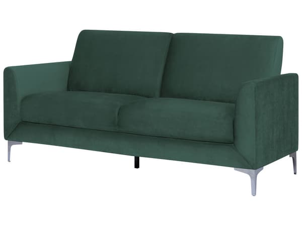 Soffa Grön Klädsel Silver Ben 3-sits Glam