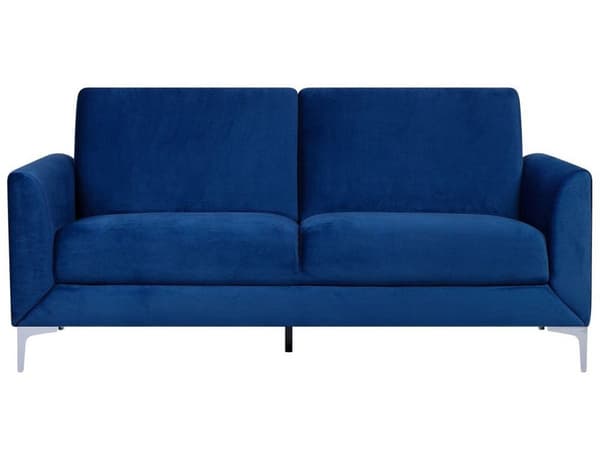 Soffa Mörkblå Klädsel Silver Ben 3-sits Glam